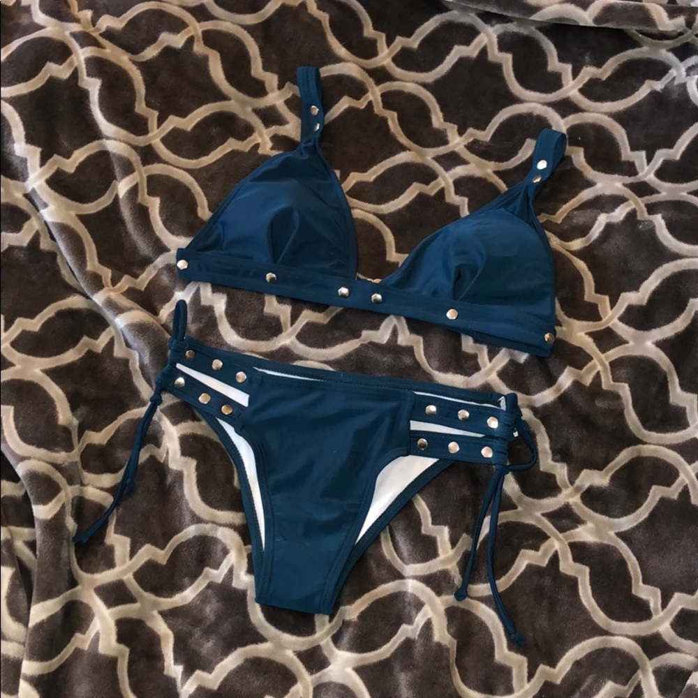 Dark Teal Riveted Bikini - Brand New